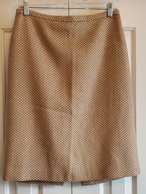 Ann Taylor 100% Wool Herringbone Tweed Career Pencil Skirt Lined Sz 8